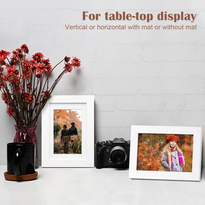 KINLINK 4x6 Frame White, Solid Wood 4 x 6 Picture Frame with Acrylic Plexiglass for 3.5x5 with Mat, Tabletop and Wall Display Photo Frames 4x6 White, 4 Pack - Image 4